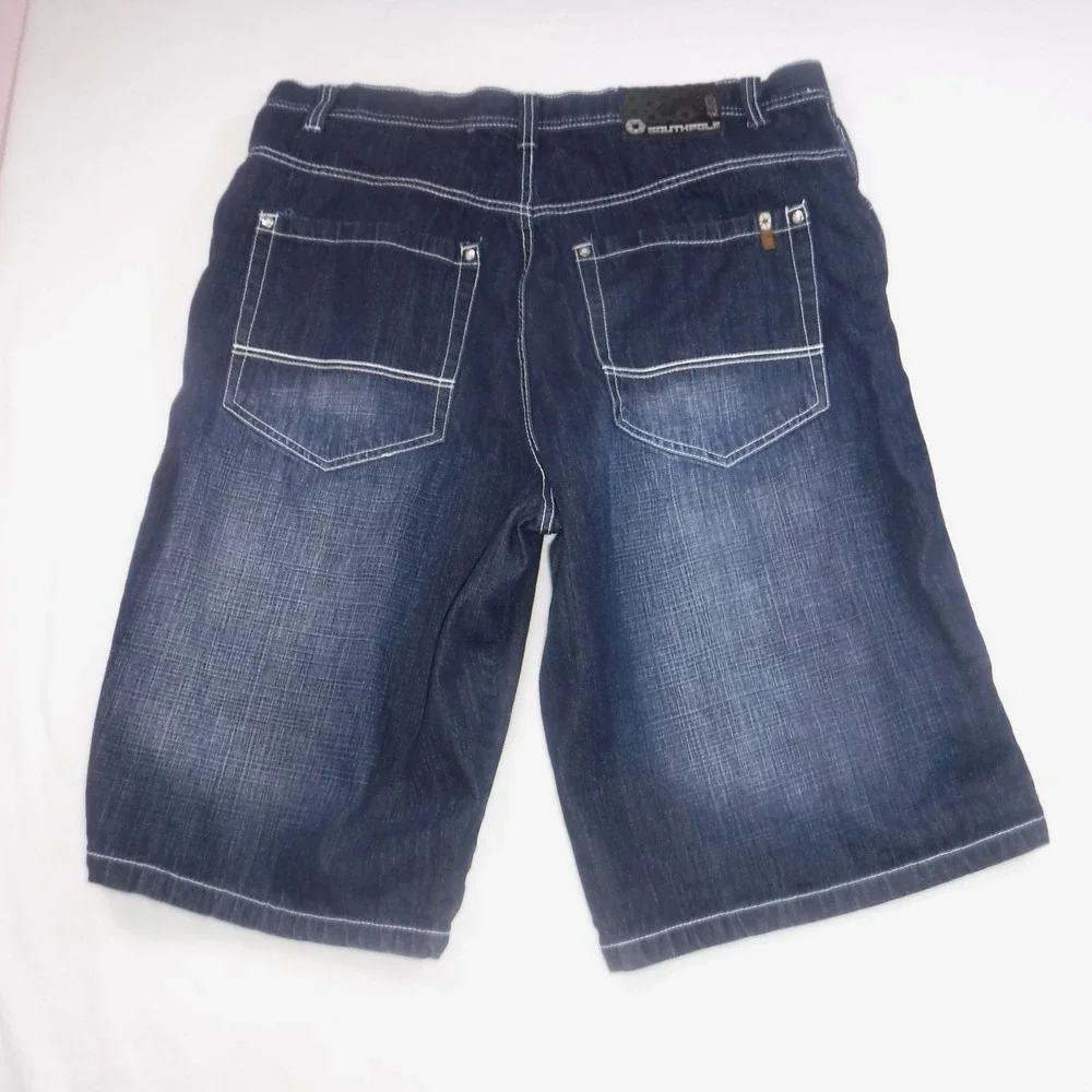 Southpole 4187 Men's 44 Baggy Denim Shorts Dark Wash Y2K Hip Hop Streetwear 4187